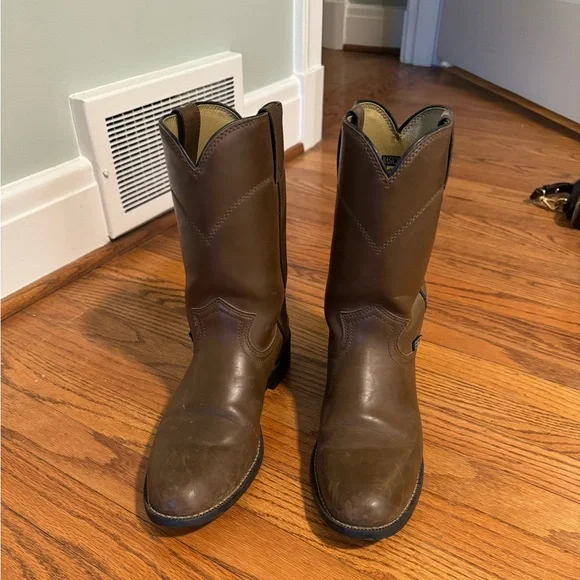 Justin Brown Leather Womens Boots - Picture 3 of 5